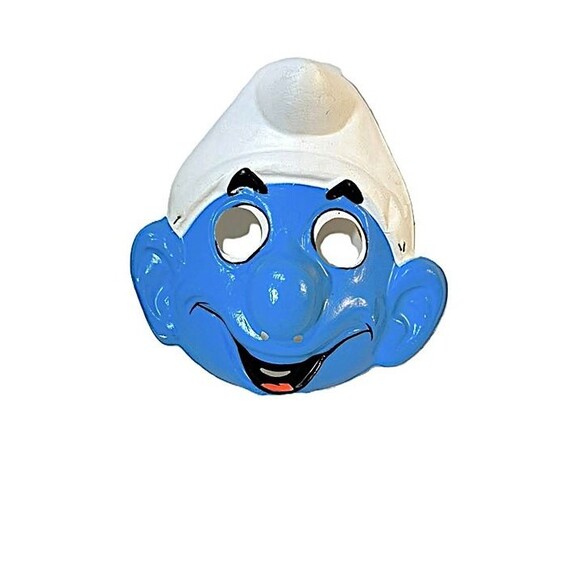 Vintage 1980 Smurf Halloween Mask Ben Cooper w/ Tag – Flame Proof Plastic – Rare - Picture 1 of 3